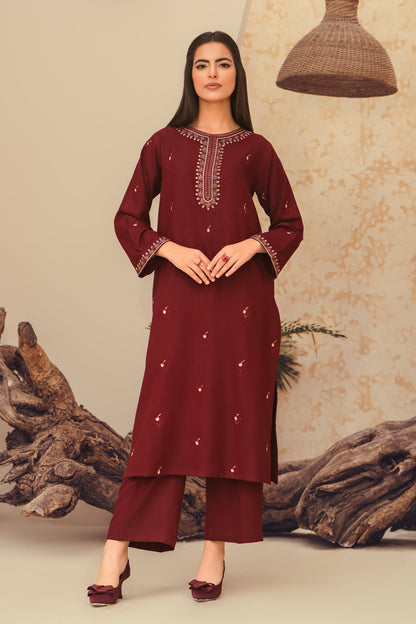 Ruby-3 Piece Embroidered Stitched Marina Suit