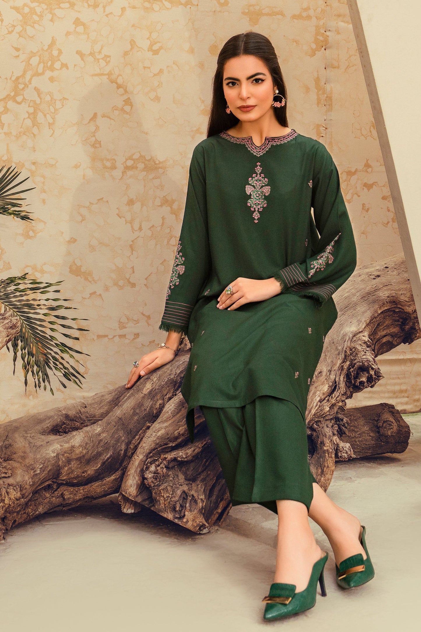 Emerald-2 Piece Embroidered Stitched Marina Suit