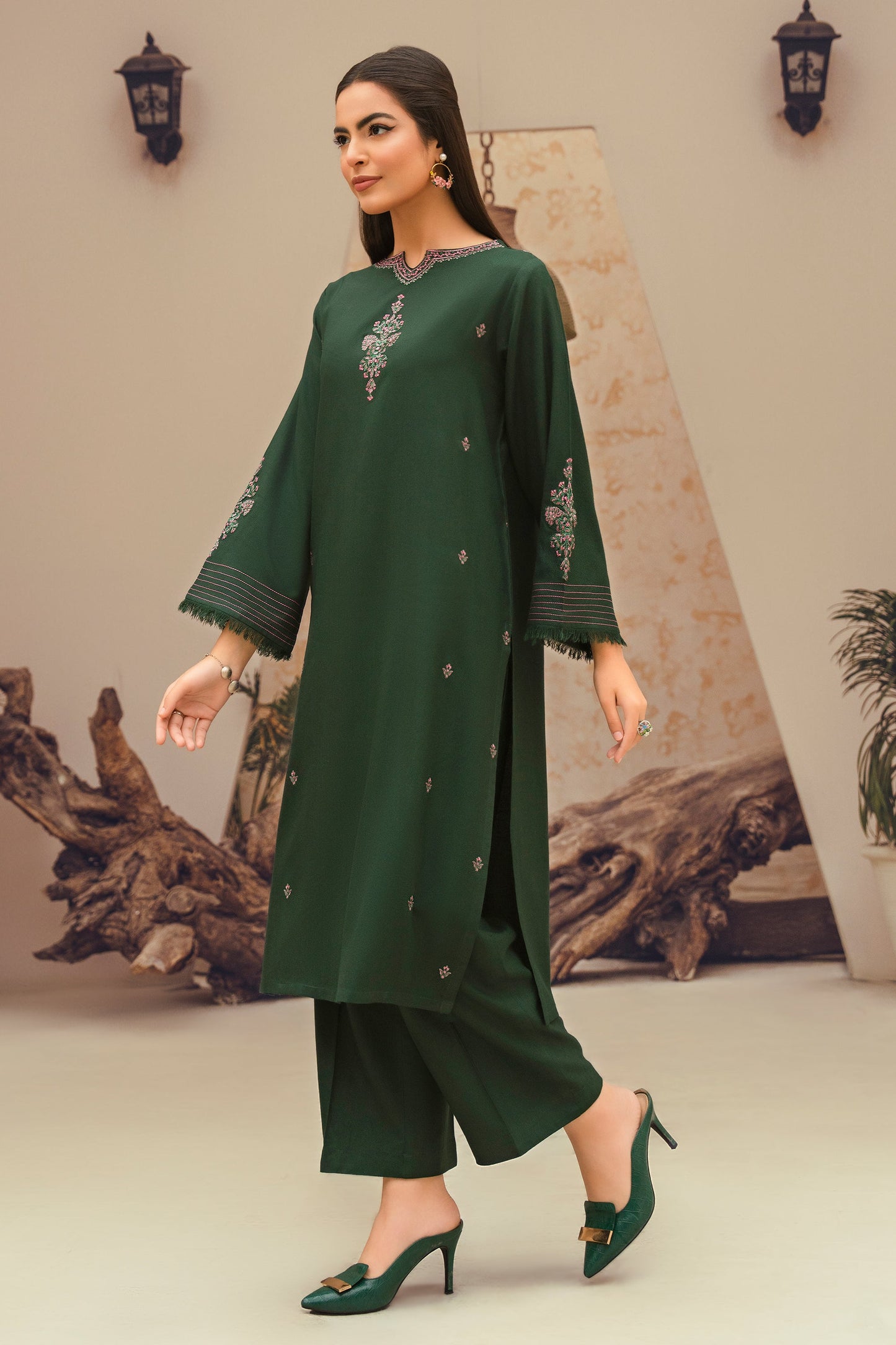 Emerald-2 Piece Embroidered Stitched Marina Suit