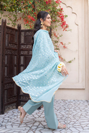 Morning Glory-3PC Stitched Masuri Lawn Farshi Suit