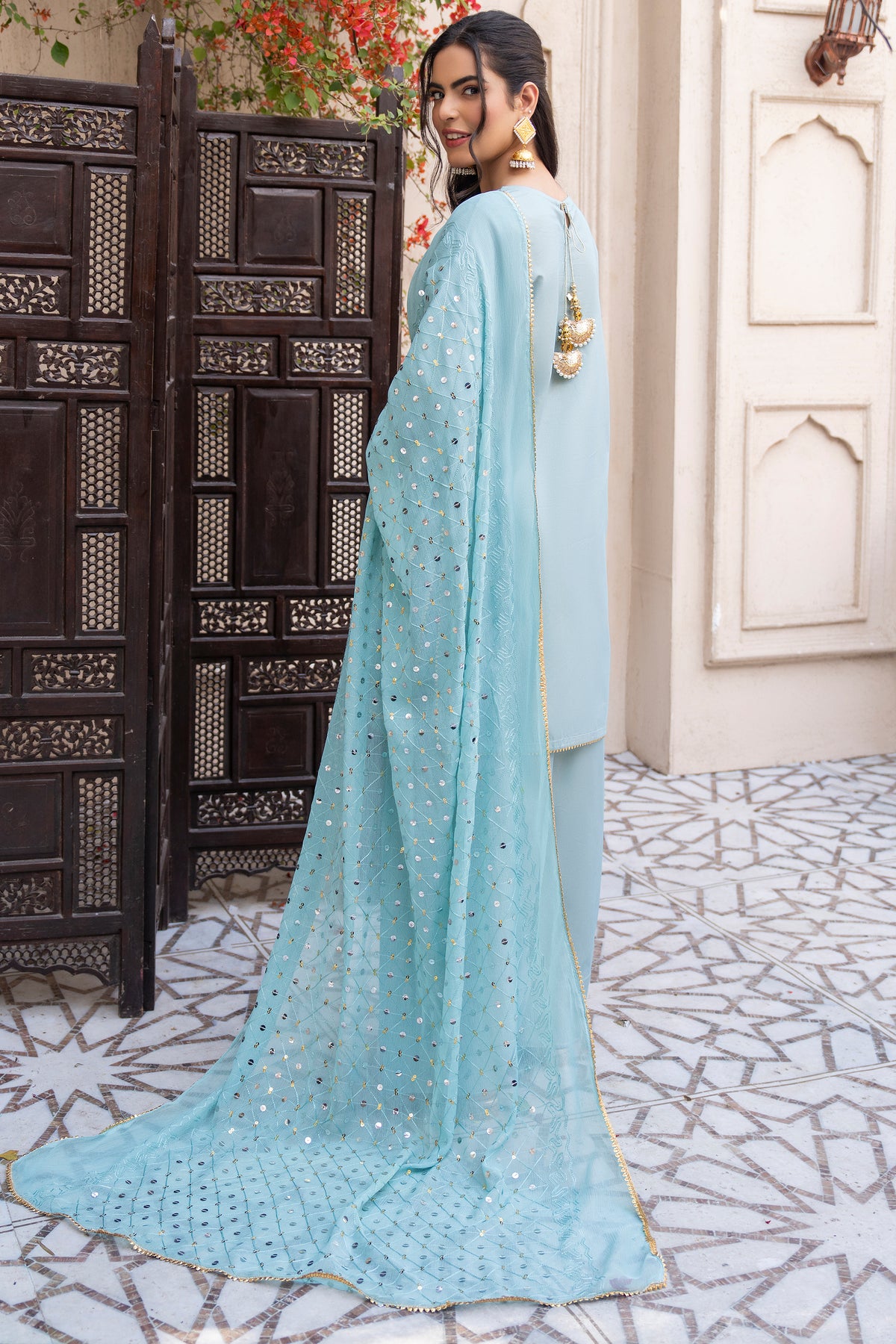 Morning Glory-3PC Stitched Masuri Lawn Farshi Suit