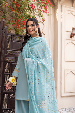 Morning Glory-3PC Stitched Masuri Lawn Farshi Suit