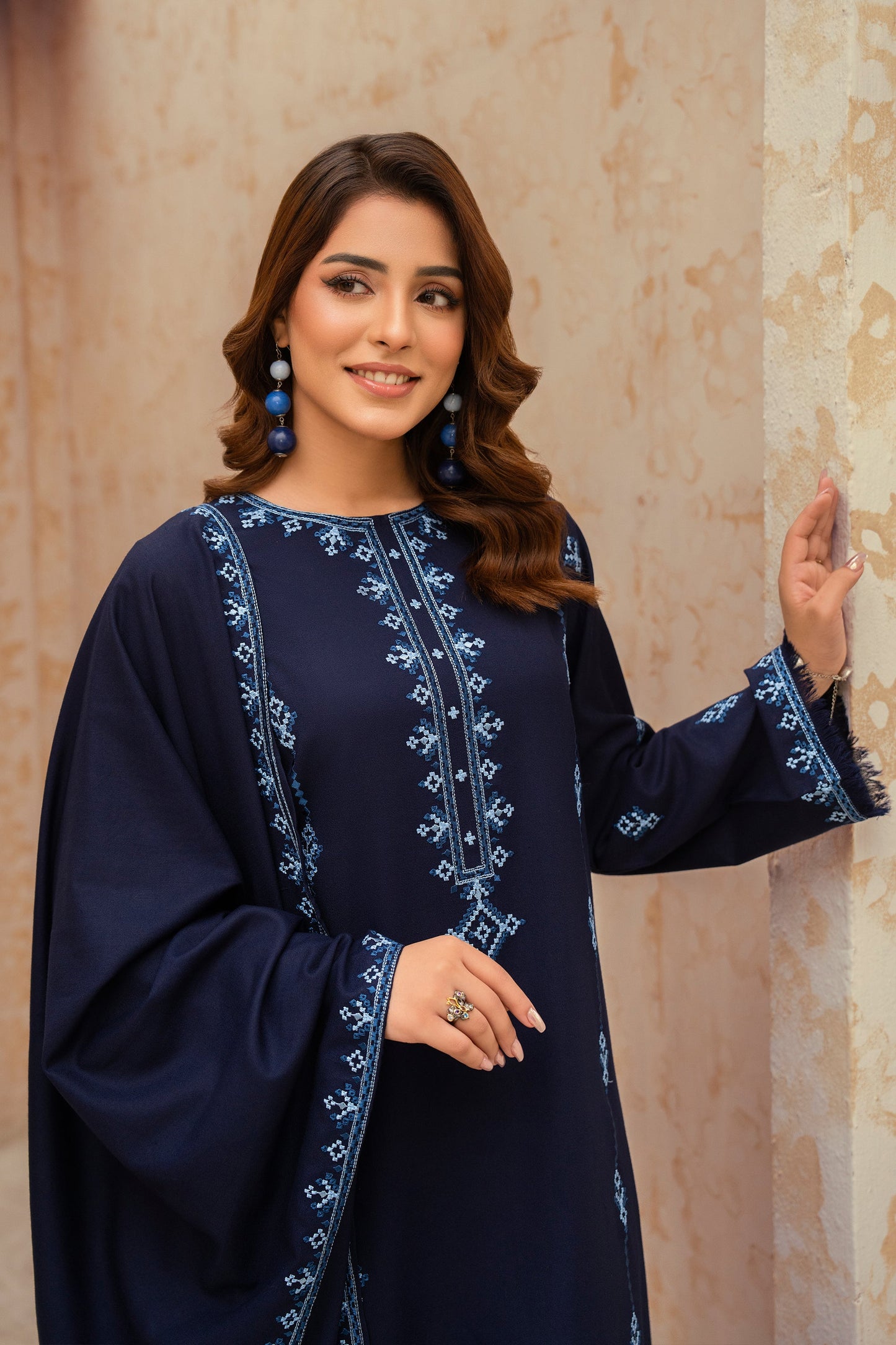 Sapphire-3 Piece Embroidered Stitched Marina Suit