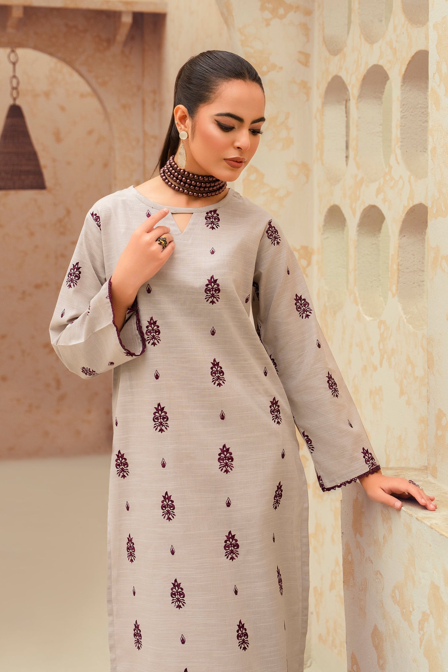 Zircon-3 Piece Embroidered Stitched Khaddar Suit