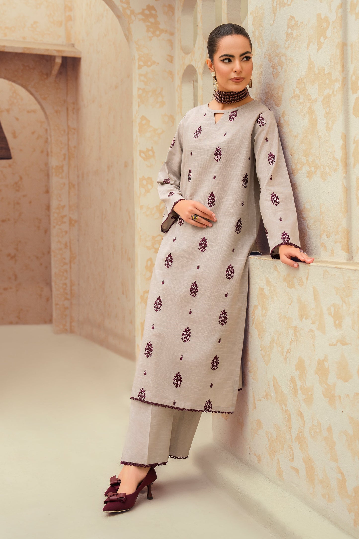 Zircon-3 Piece Embroidered Stitched Khaddar Suit