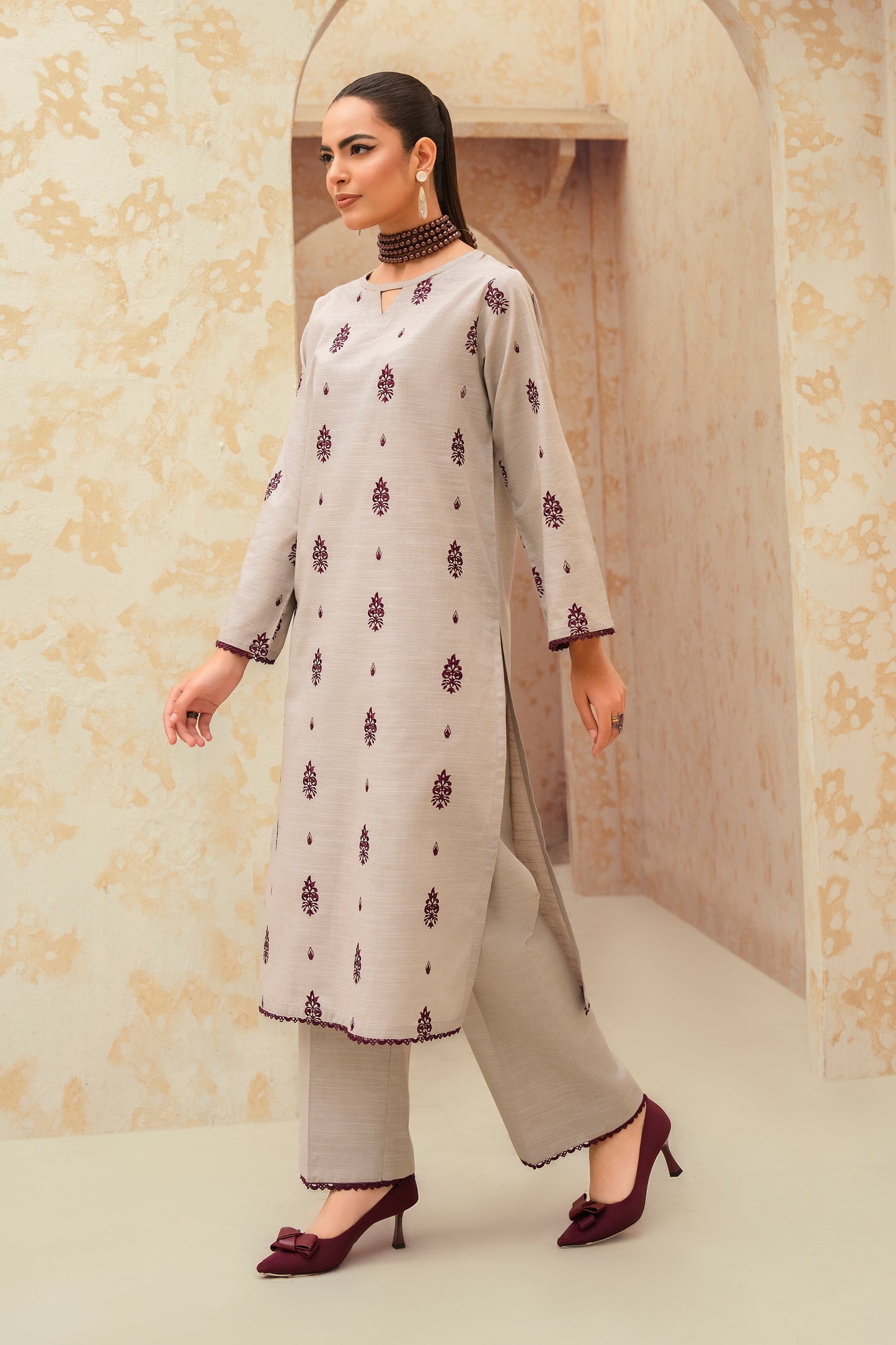 Zircon-3 Piece Embroidered Stitched Khaddar Suit