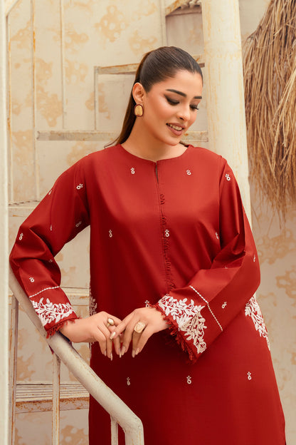 Amber- 2 Piece Embroidered Stitched Khaddar Suit