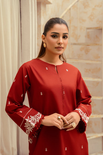 Amber- 2 Piece Embroidered Stitched Khaddar Suit