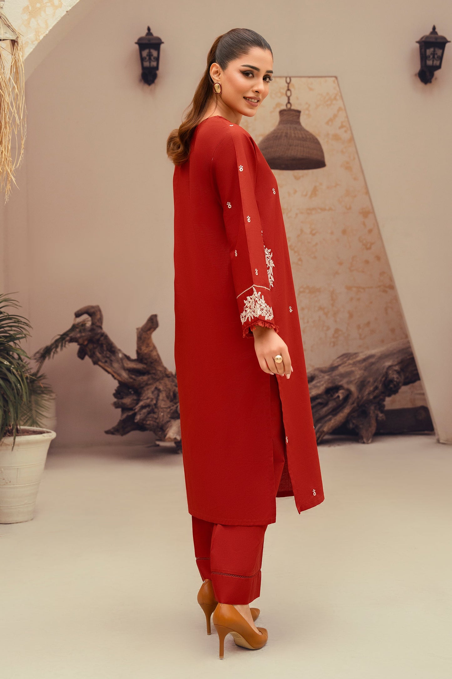 Amber- 2 Piece Embroidered Stitched Khaddar Suit