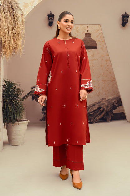 Amber- 2 Piece Embroidered Stitched Khaddar Suit