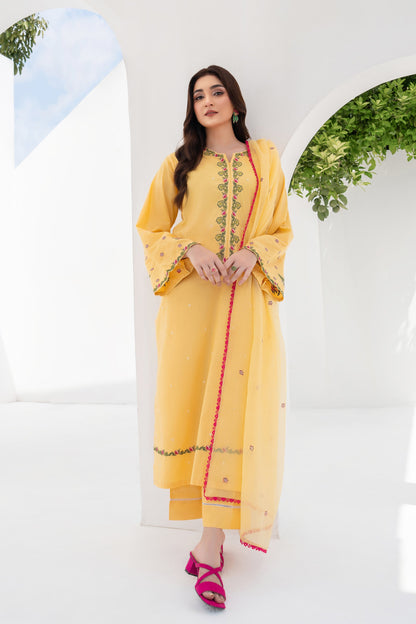 Daffodil - 3 Piece Embroidered Stitched Lawn Suit