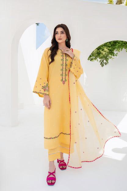 Daffodil - 3 Piece Embroidered Stitched Lawn Suit