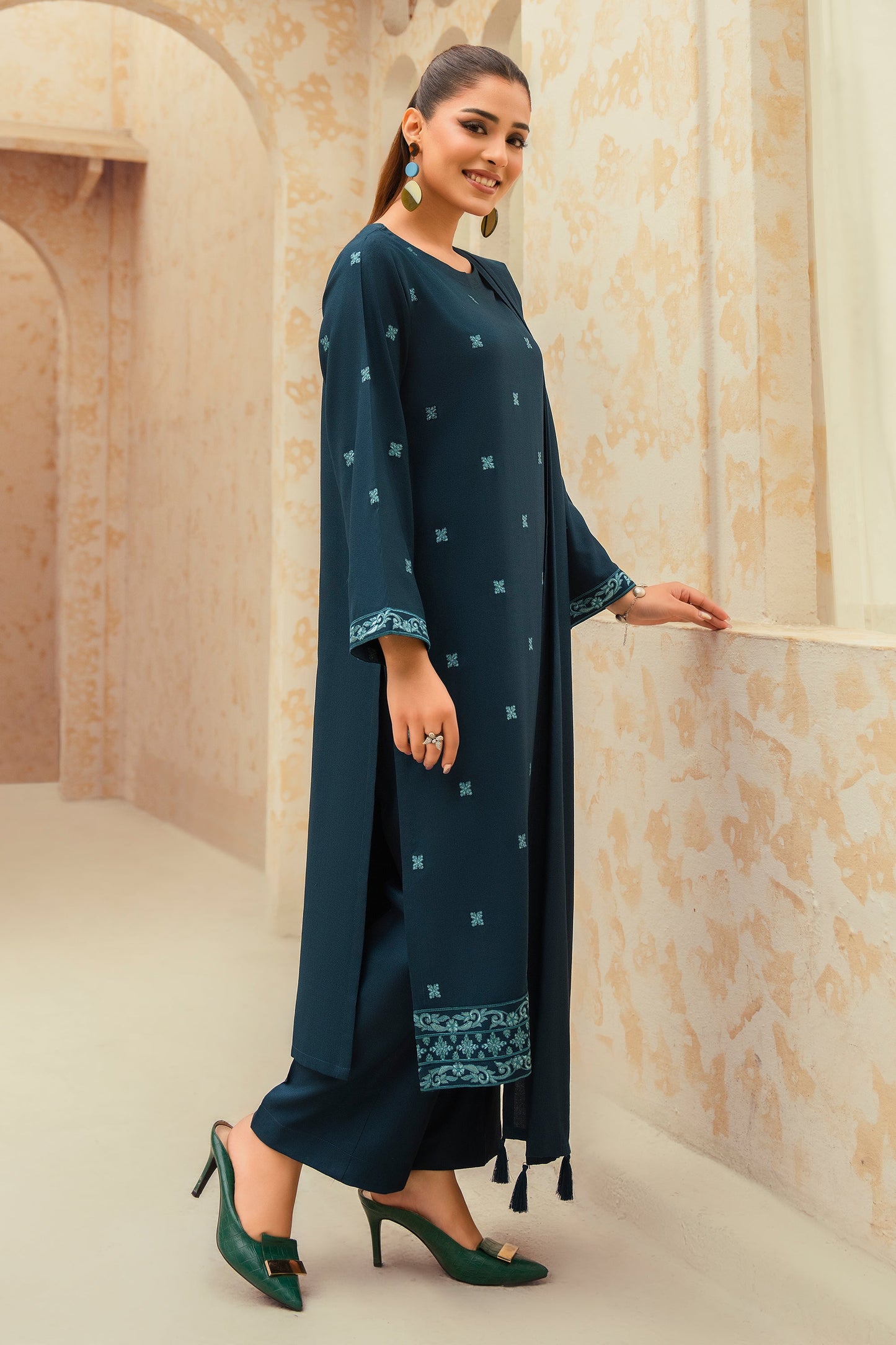 Opal-3 Piece Embroidered Stitched Marina Suit