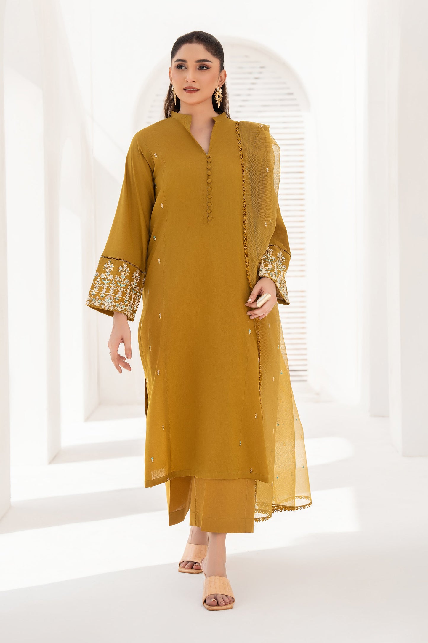 Marigold - 2 Piece Embroidered Stitched Lawn Suit