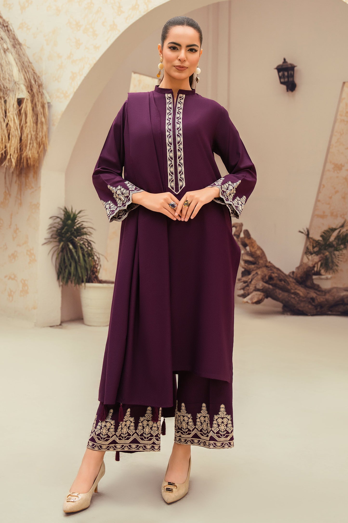 Jade-2 Piece Embroidered Stitched Marina Suit